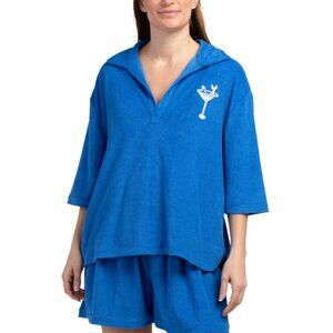 COLOURBROOKE Blue V-neck Terry Cover-up Top